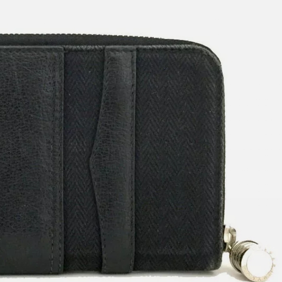 BVLGARI LEATHER CANVAS ZIPPY ZIP AROUND LONG WALLET/P0504. - Picture 6 of 13